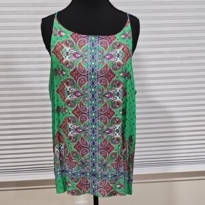 Green and Blue Camisole Top with Paisley Print